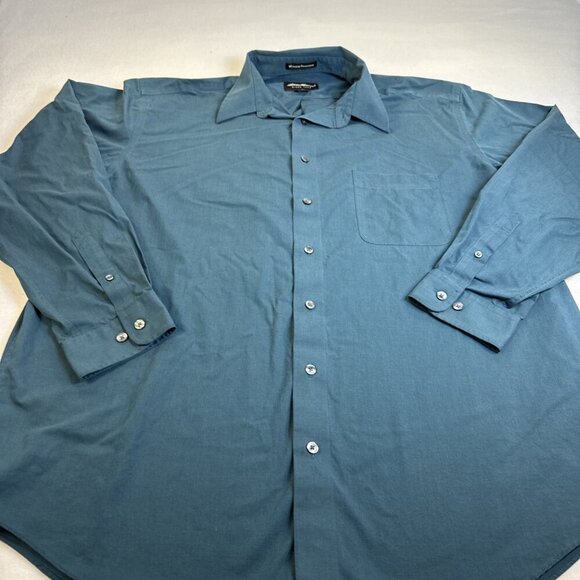 Eddie Bauer Classic Fit Wrinkle Resistant Green Shirt Tall XL 100% Cotton - Picture 2 of 8